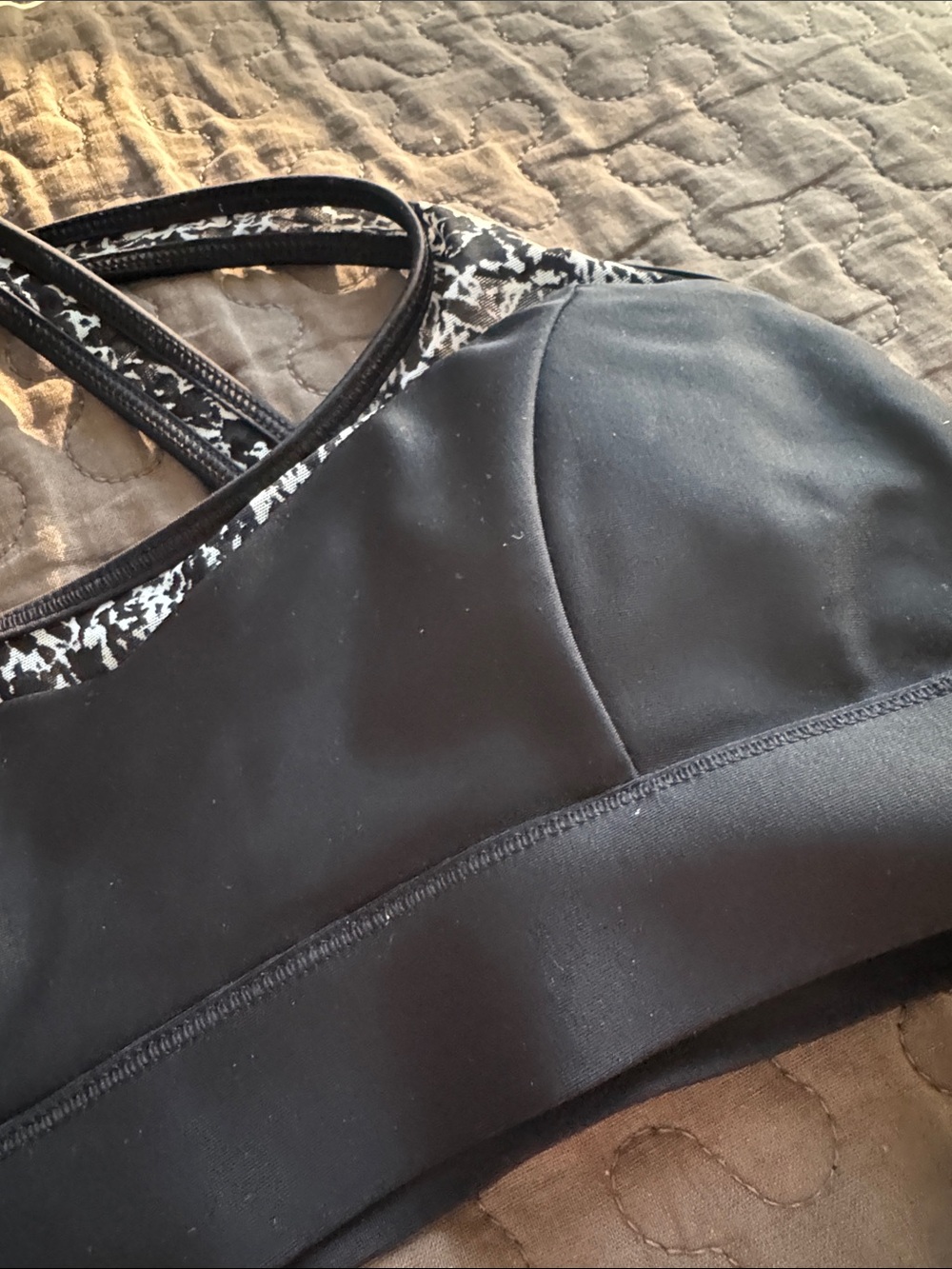 lululemon athletica Black Sports Bra with Monochrome Printed Trim - Picture 6 of 7